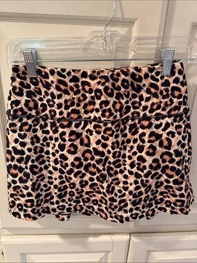 Leopard Print Tennis Skirt with built-in short Brown/Black